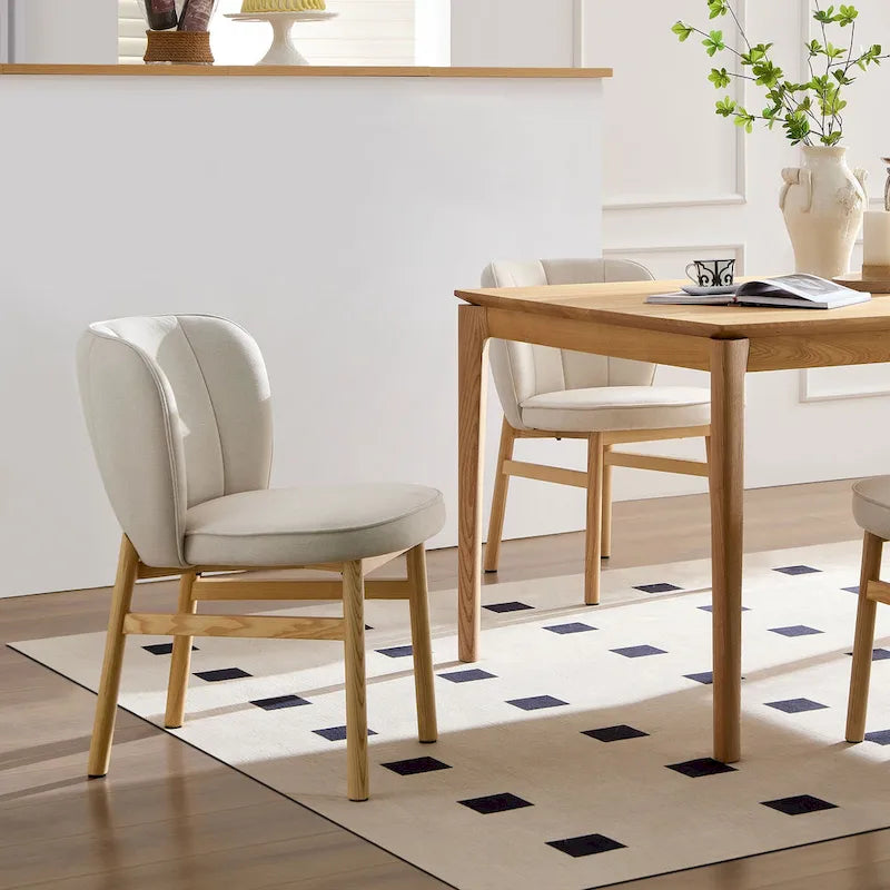 Modern Style Armless Dining Chair with Wooden Frame and Upholstered Seat, Suitable for Kitchen, Living Room, and Restaurant