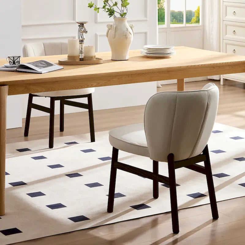 Modern Style Armless Dining Chair with Wooden Frame and Upholstered Seat, Suitable for Kitchen, Living Room, and Restaurant