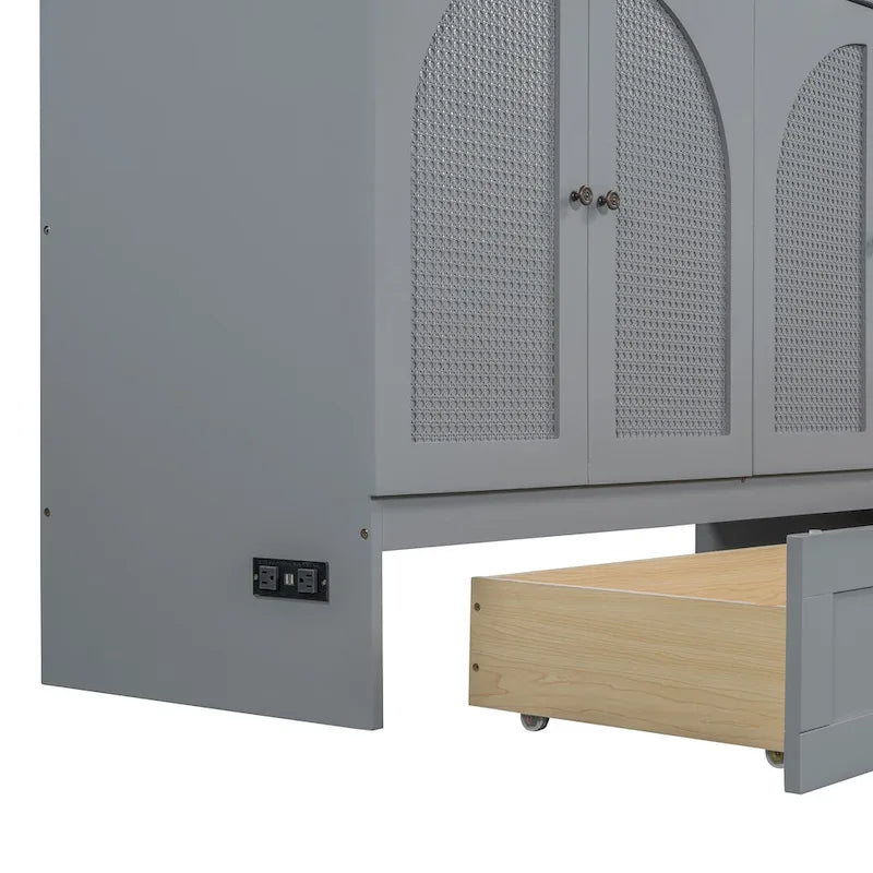 Queen Size Murphy Bed with Large Drawers