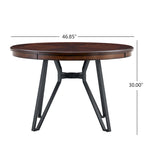 Table à manger ronde Christopher Knight Home avec base en métal - 46,85 L x 46,85 P x 30 H
