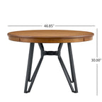Table à manger ronde Christopher Knight Home avec base en métal - 46,85 L x 46,85 P x 30 H