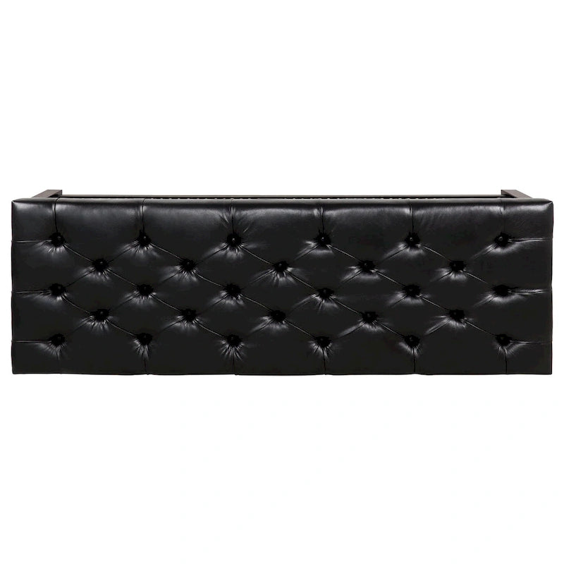 Tufted Upholstered End of Bed Bench with Nailhead Trim and Shelf