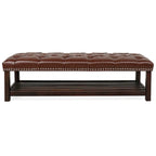 Tufted Upholstered End of Bed Bench with Nailhead Trim and Shelf