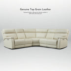 Genuine Leather Power Recliner Sectional with Power Ajustable Headrest and Lumbar, Zero Gravity, 2StationaryArmlesschairs