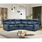 Genuine Leather Power Recliner Sectional with Power Ajustable Headrest and Lumbar, Zero Gravity, 2StationaryArmlesschairs