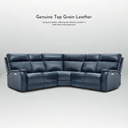 Genuine Leather Power Recliner Sectional with Power Ajustable Headrest and Lumbar, Zero Gravity, 2StationaryArmlesschairs