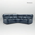 Genuine Leather Power Recliner Sectional with Power Ajustable Headrest and Lumbar, Zero Gravity, 2StationaryArmlesschairs