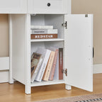 Farmhouse Computer Writing Desk with Hutch and Charging Station for Home Offices or Student Workspaces