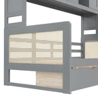 Lit de repos double avec tiroirs de rangement, armoire et étagère, construction en bois robuste