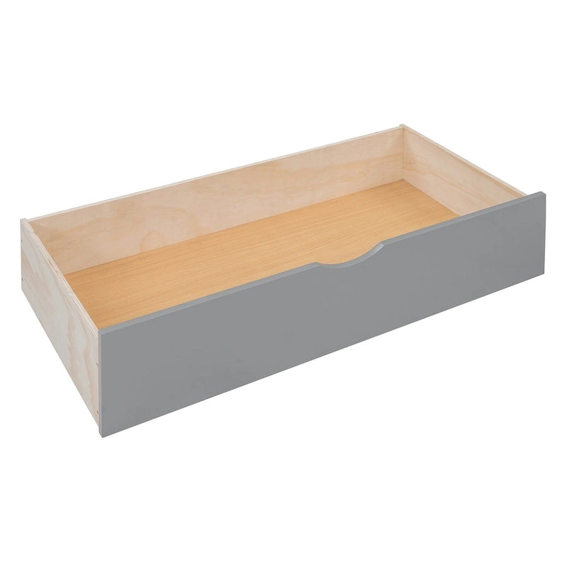 Lit de repos double avec tiroirs de rangement, armoire et étagère, construction en bois robuste