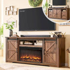 Farmhouse Fireplace TV Stand for 80 Inch TV, Entertainment Center