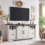 Farmhouse Fireplace TV Stand for 80 Inch TV, Entertainment Center