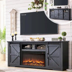 Farmhouse Fireplace TV Stand for 80 Inch TV, Entertainment Center