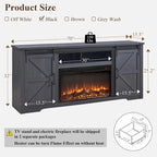 Farmhouse Fireplace TV Stand for 80 Inch TV, Entertainment Center