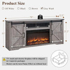 Farmhouse Fireplace TV Stand for 80 Inch TV, Entertainment Center