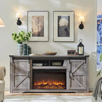 Farmhouse Fireplace TV Stand for 80 Inch TV, Entertainment Center