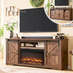 Farmhouse Fireplace TV Stand for 80 Inch TV, Entertainment Center
