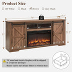 Farmhouse Fireplace TV Stand for 80 Inch TV, Entertainment Center