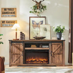 Farmhouse Fireplace TV Stand for 80 Inch TV, Entertainment Center