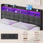 King Platform Bed with Charging Headboard, RGB Lights & 20W USB Ports