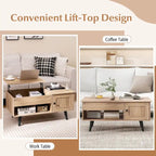 Table basse à plateau relevable Costway avec compartiment de rangement caché - Voir détails