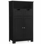 Gymax Bathroom Floor Cabinet Wooden Storage Organizer w/Drawer Doors - See Details