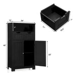 Gymax Bathroom Floor Cabinet Wooden Storage Organizer w/Drawer Doors - See Details