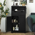Gymax Bathroom Floor Cabinet Wooden Storage Organizer w/Drawer Doors - See Details