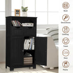 Gymax Bathroom Floor Cabinet Wooden Storage Organizer w/Drawer Doors - See Details