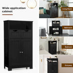Gymax Bathroom Floor Cabinet Wooden Storage Organizer w/Drawer Doors - See Details