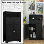 Gymax Bathroom Floor Cabinet Wooden Storage Organizer w/Drawer Doors - See Details