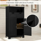 Gymax Bathroom Floor Cabinet Wooden Storage Organizer w/Drawer Doors - See Details