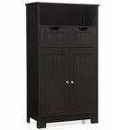Gymax Bathroom Floor Cabinet Wooden Storage Organizer w/Drawer Doors - See Details