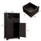 Gymax Bathroom Floor Cabinet Wooden Storage Organizer w/Drawer Doors - See Details