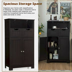 Gymax Bathroom Floor Cabinet Wooden Storage Organizer w/Drawer Doors - See Details