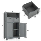 Gymax Bathroom Floor Cabinet Wooden Storage Organizer w/Drawer Doors - See Details