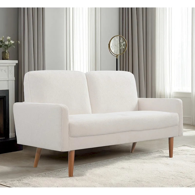 2-Seater Velvet Loveseat Sofa with Tapered Wood Legs