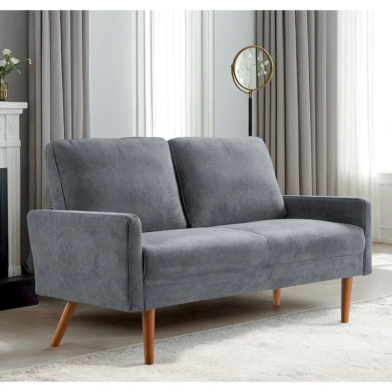 2-Seater Velvet Loveseat Sofa with Tapered Wood Legs
