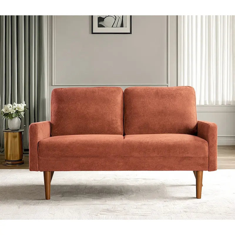 2-Seater Velvet Loveseat Sofa with Tapered Wood Legs