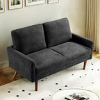 2-Seater Velvet Loveseat Sofa with Tapered Wood Legs
