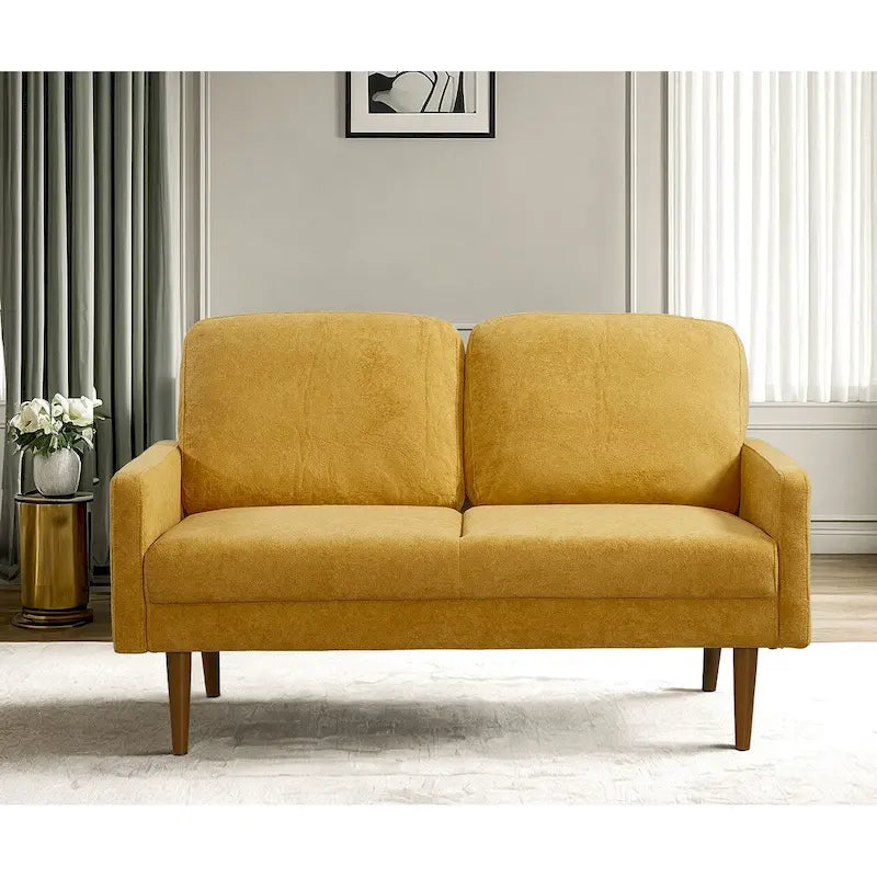 2-Seater Velvet Loveseat Sofa with Tapered Wood Legs
