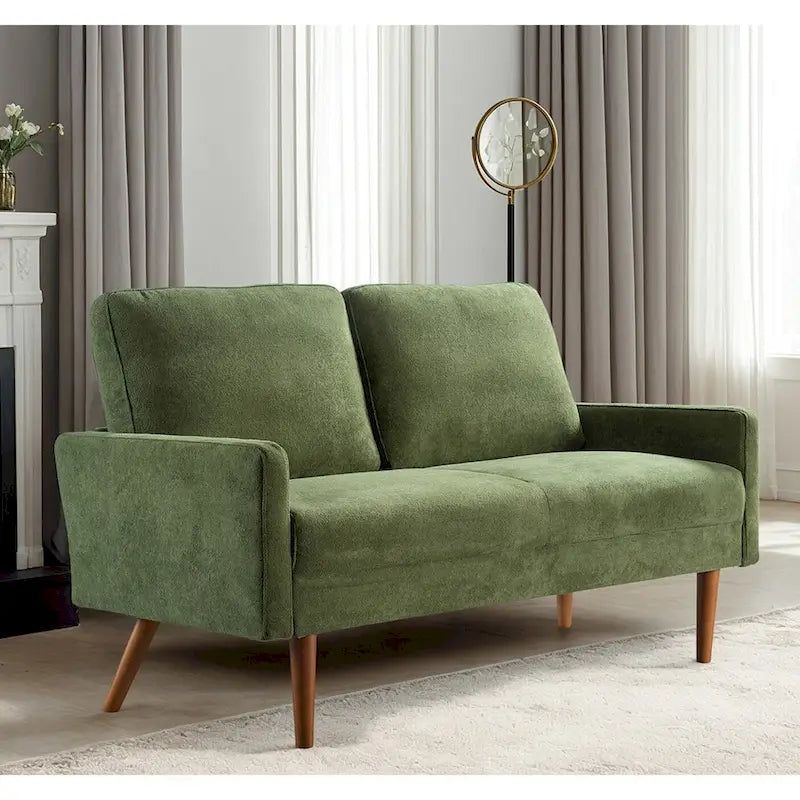 2-Seater Velvet Loveseat Sofa with Tapered Wood Legs