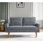 2-Seater Velvet Loveseat Sofa with Tapered Wood Legs