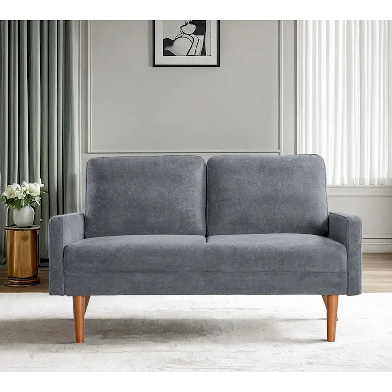 2-Seater Velvet Loveseat Sofa with Tapered Wood Legs