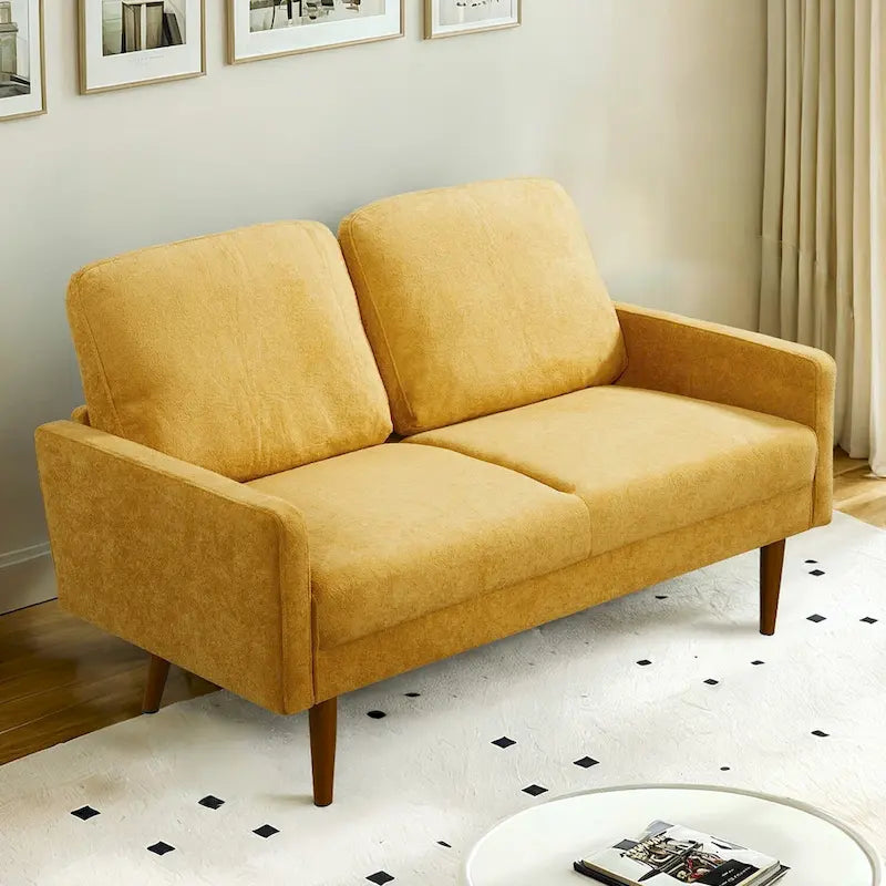 2-Seater Velvet Loveseat Sofa with Tapered Wood Legs