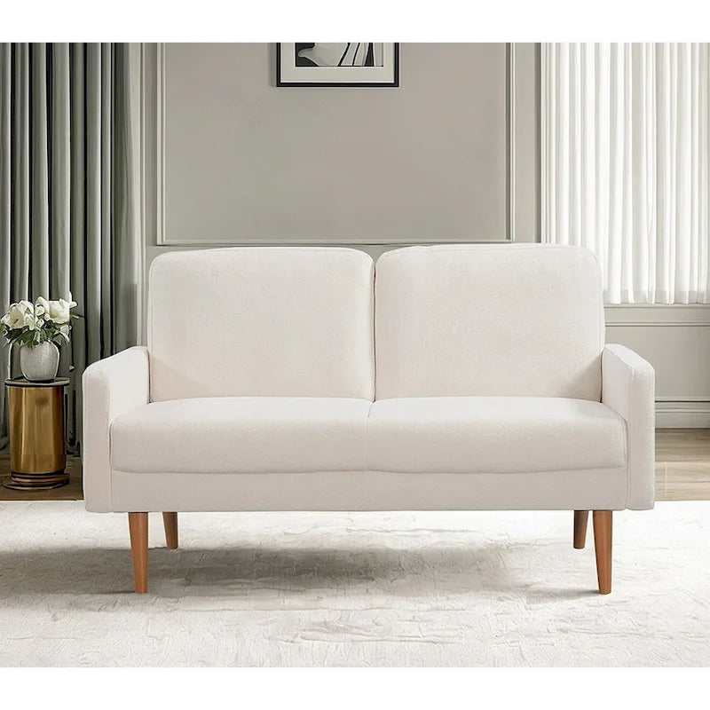 2-Seater Velvet Loveseat Sofa with Tapered Wood Legs