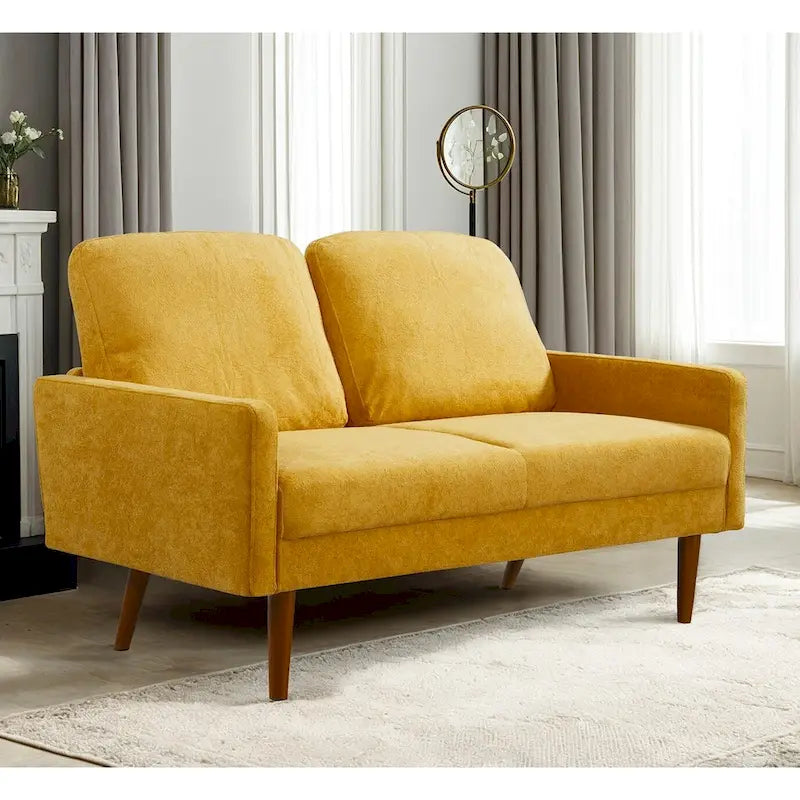 2-Seater Velvet Loveseat Sofa with Tapered Wood Legs