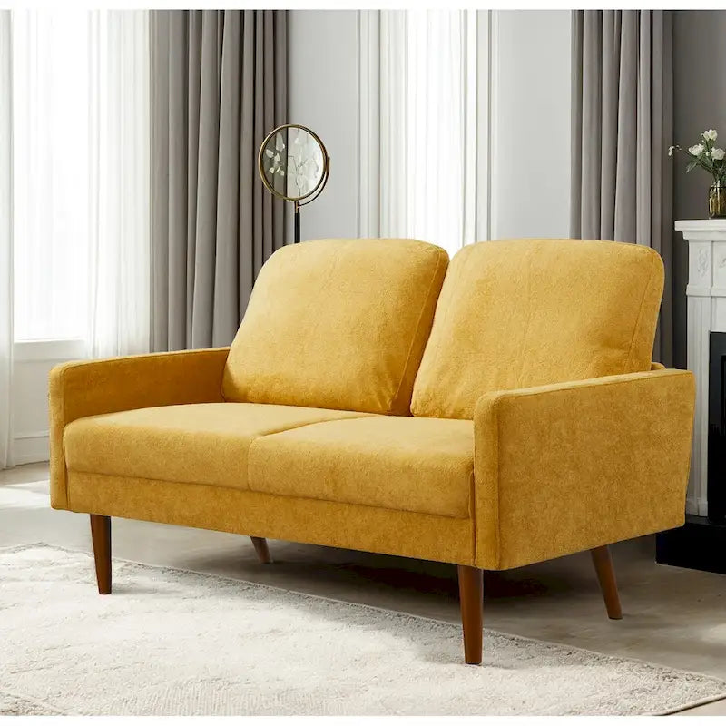 2-Seater Velvet Loveseat Sofa with Tapered Wood Legs
