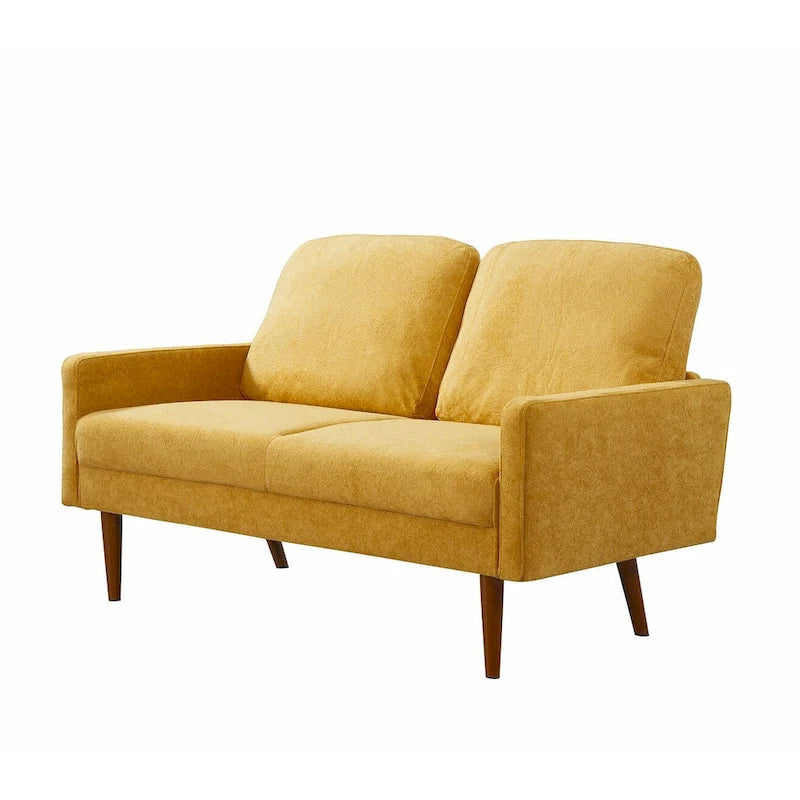 2-Seater Velvet Loveseat Sofa with Tapered Wood Legs