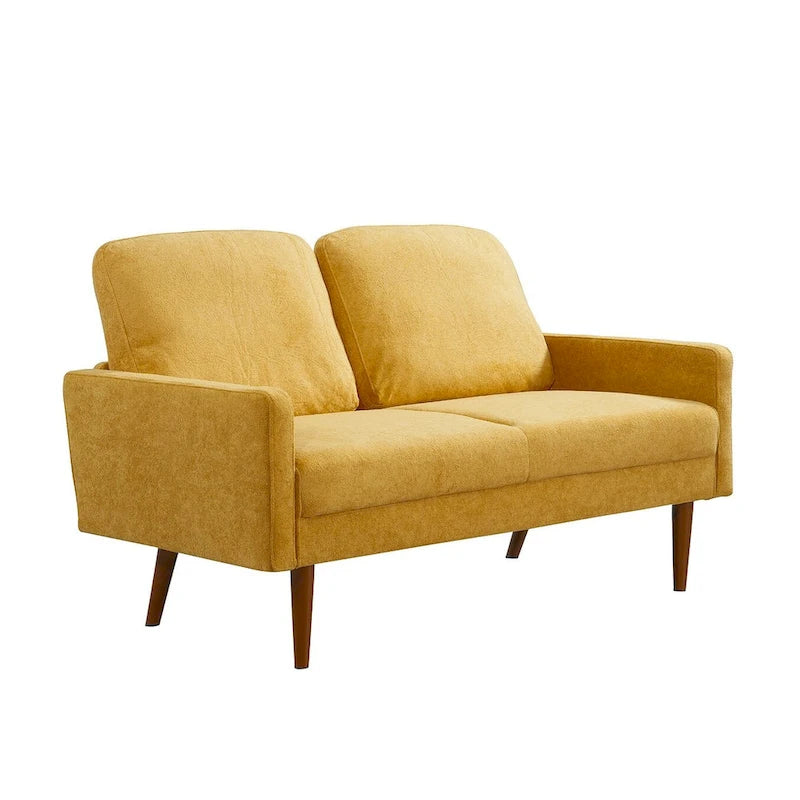 2-Seater Velvet Loveseat Sofa with Tapered Wood Legs